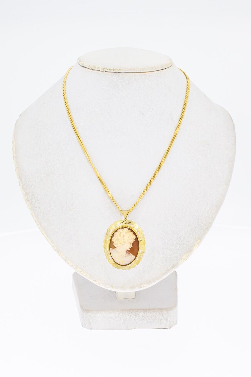 14 Karat Gold Vintage Cameo Anhänger - 4 cm