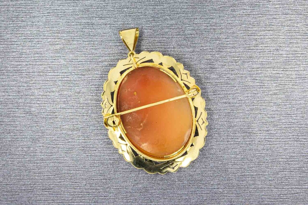 14 Karat Gold Vintage Cameo Anhänger - 4 cm