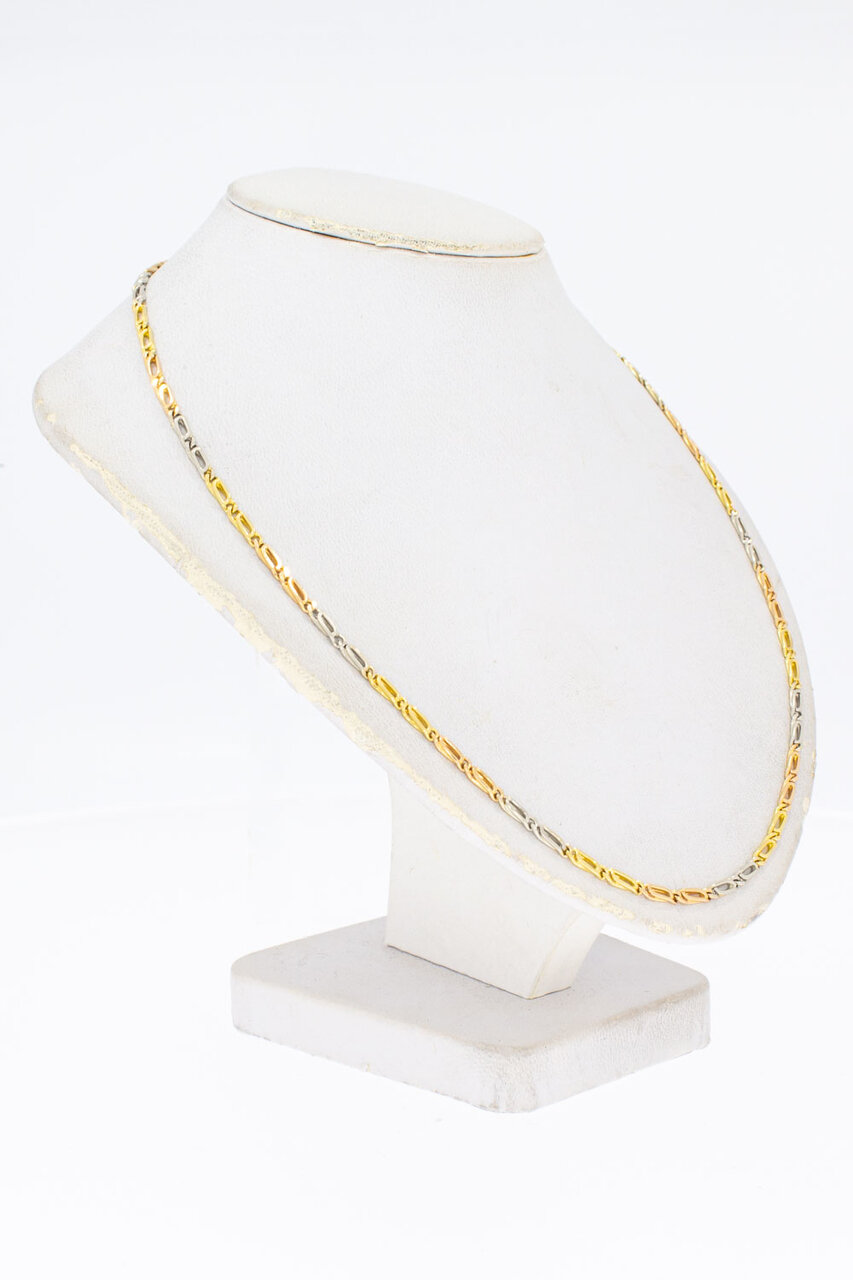 18 Karat tricolor Falkenaugekette - 59,8 cm