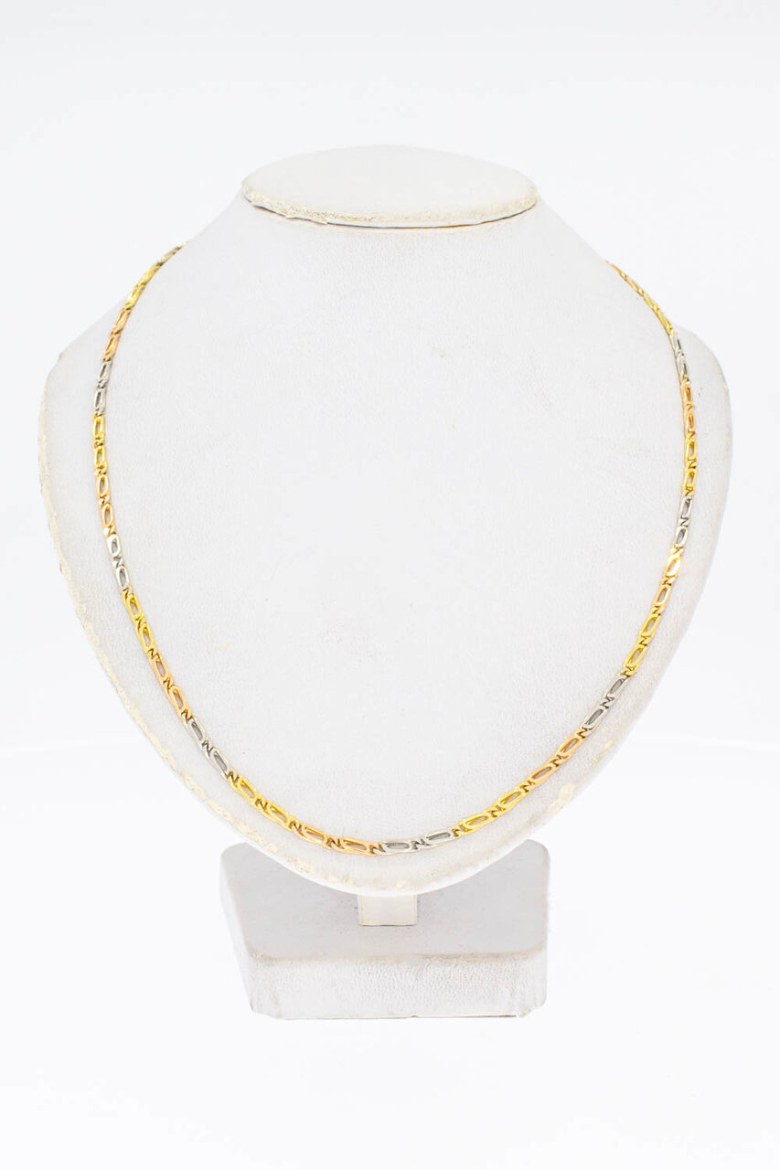 18 Karat tricolor Falkenaugekette - 59,8 cm