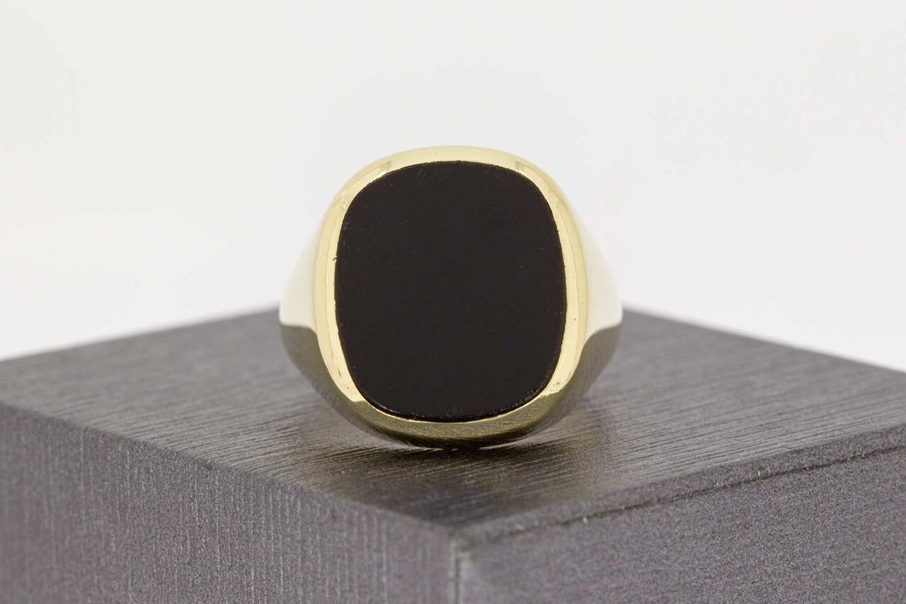 14 Karat Gold Siegelring mit Onyx - 17,9 mm