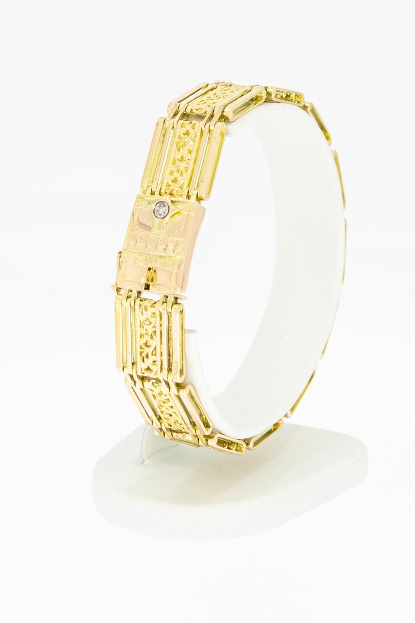 585 Gold Retro Armband mit Diamant - 19,8 cm