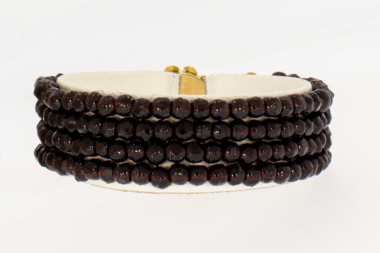 Granatarmband mit Goldverschluss - 18 cm