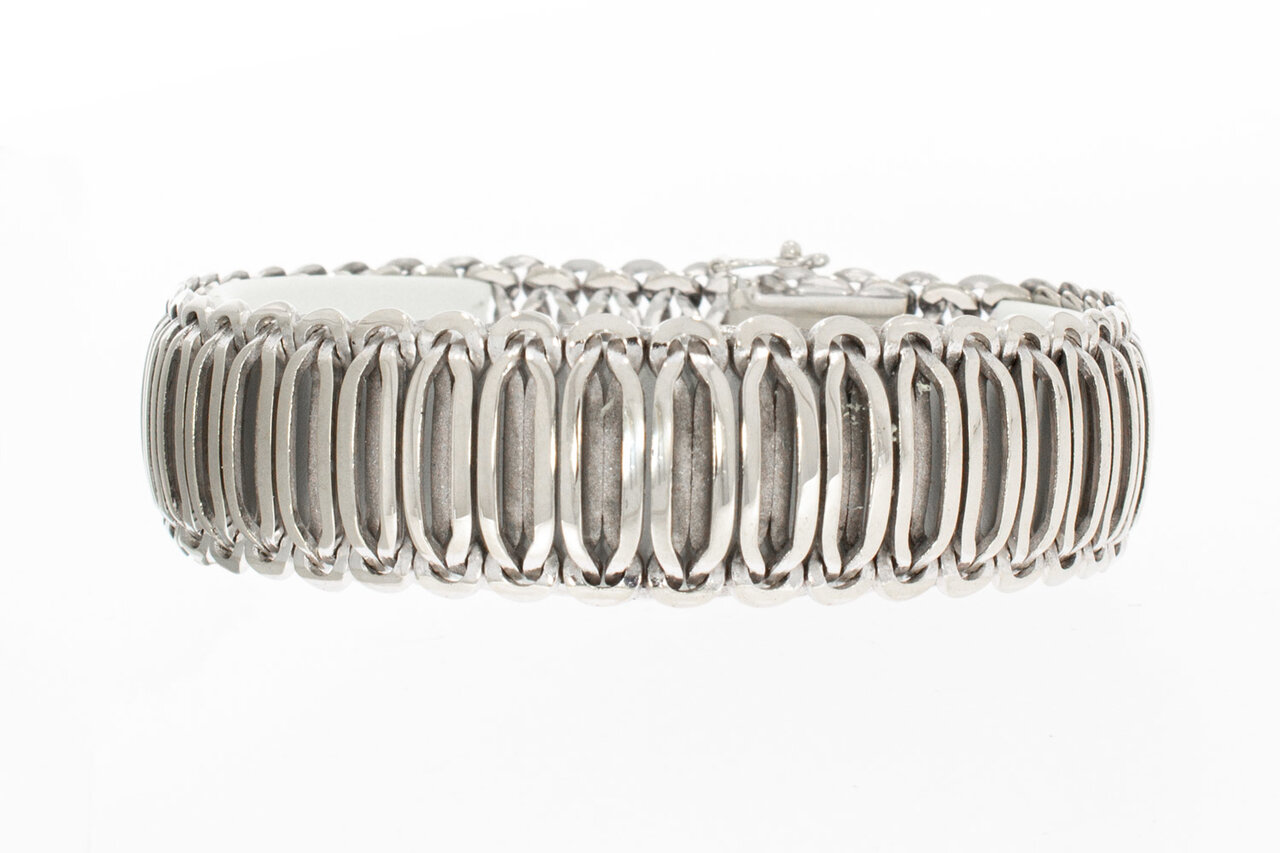 Brede armband 14 karaat witgoud - 19,8 cm