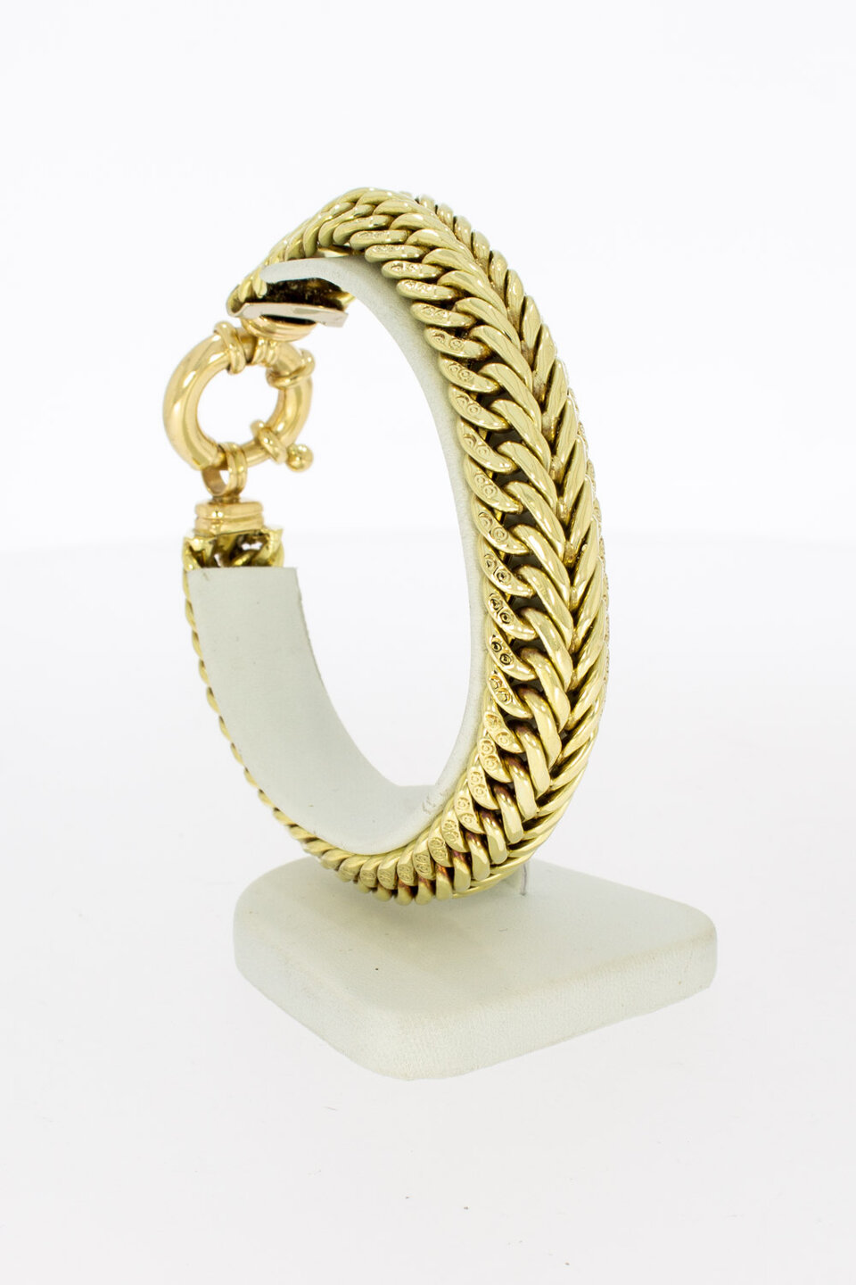 Gevlochten 14 Karaat goud armband - 22,2 cm