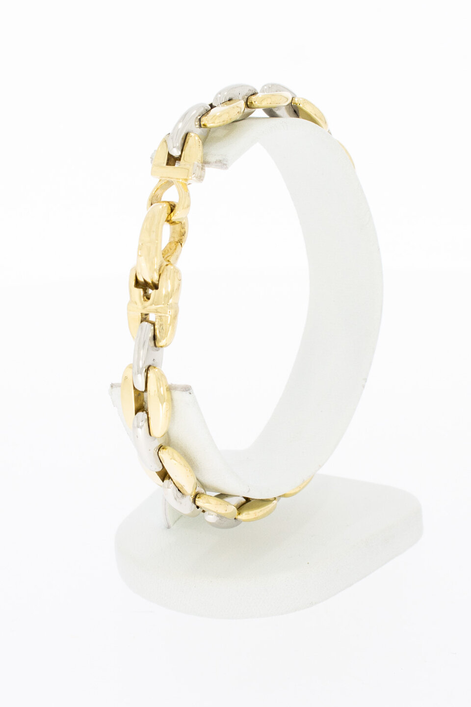 18 Karat Bicolor-Gold Ankerarmband - 20,4 cm