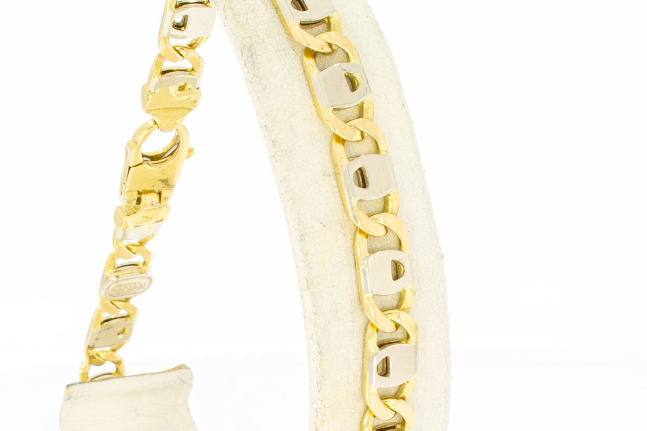 18 Karat Bicolor-Gold K&ouml;nigsarmband - 23,7 cm