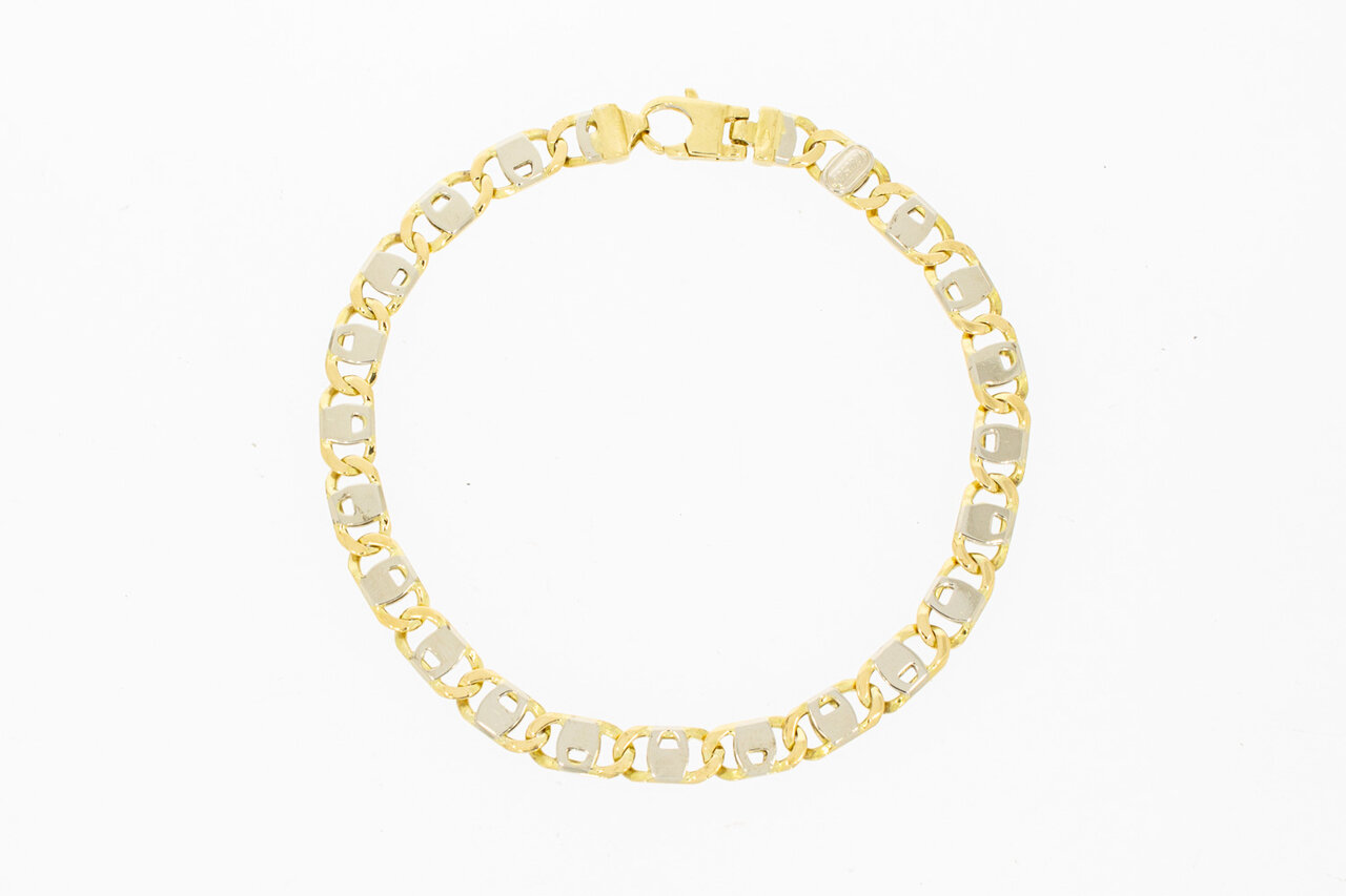 18 Karat Bicolor-Gold K&ouml;nigsarmband - 23,7 cm