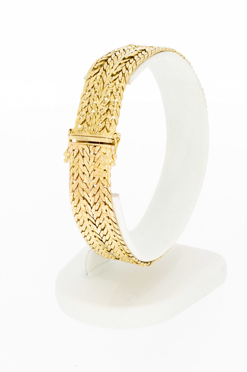 14 Karaat gouden brede armband - 18,5 cm