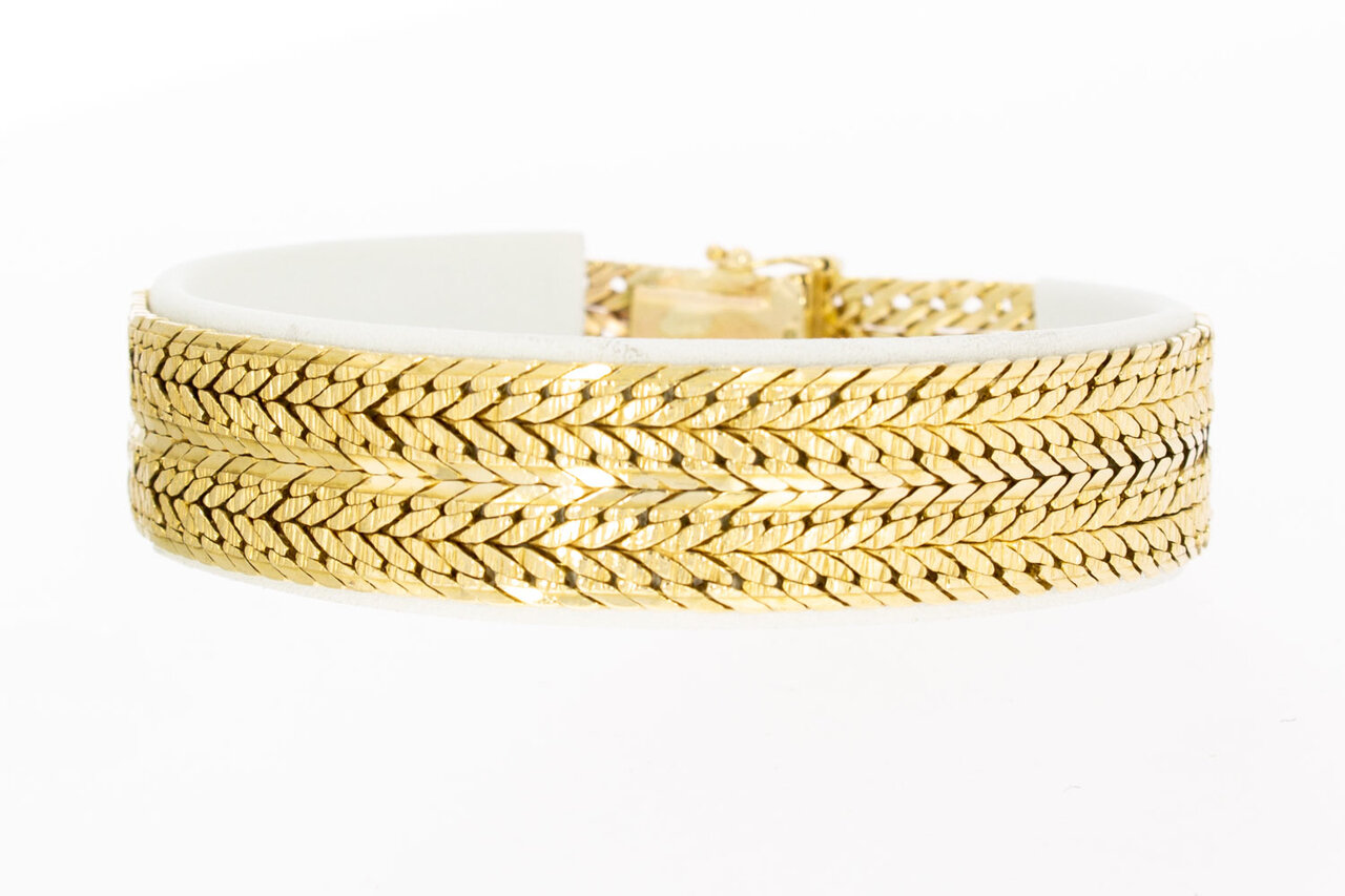 14 Karaat gouden brede armband - 18,5 cm