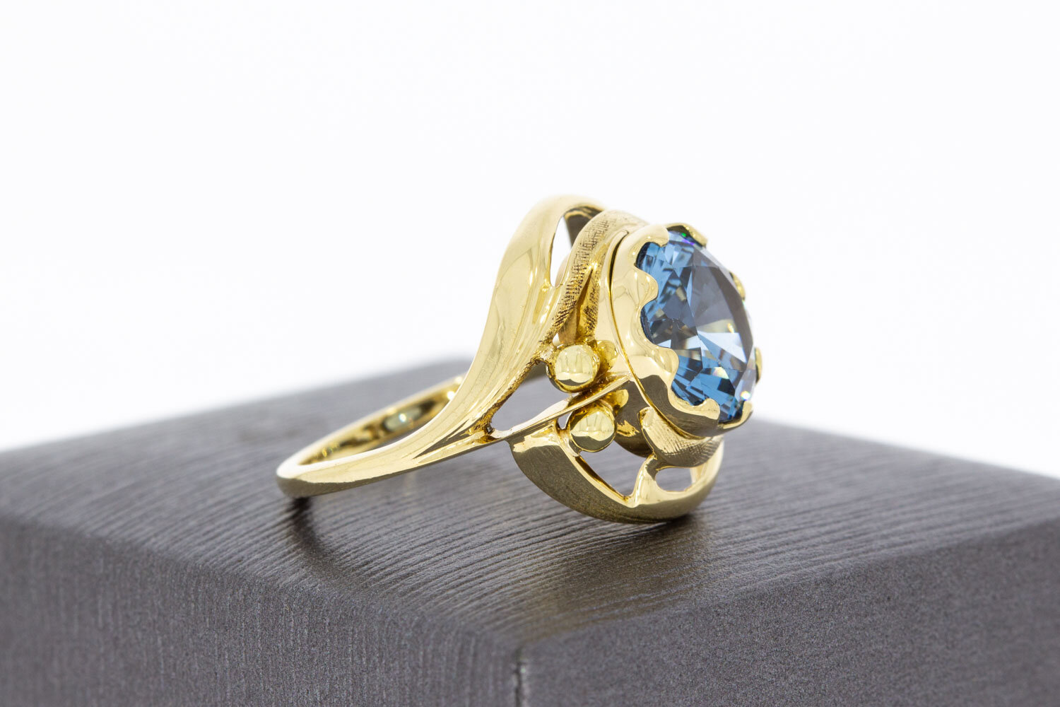 585 Gold Marquise-Ring Damen mit Aquamarin - Ringgr&ouml;&szlig;e 58