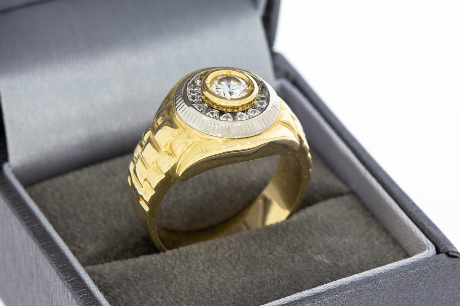585 Gold Statement-Ring mit Zirkonia - Ringgr&ouml;&szlig;e 62, 11,1 g