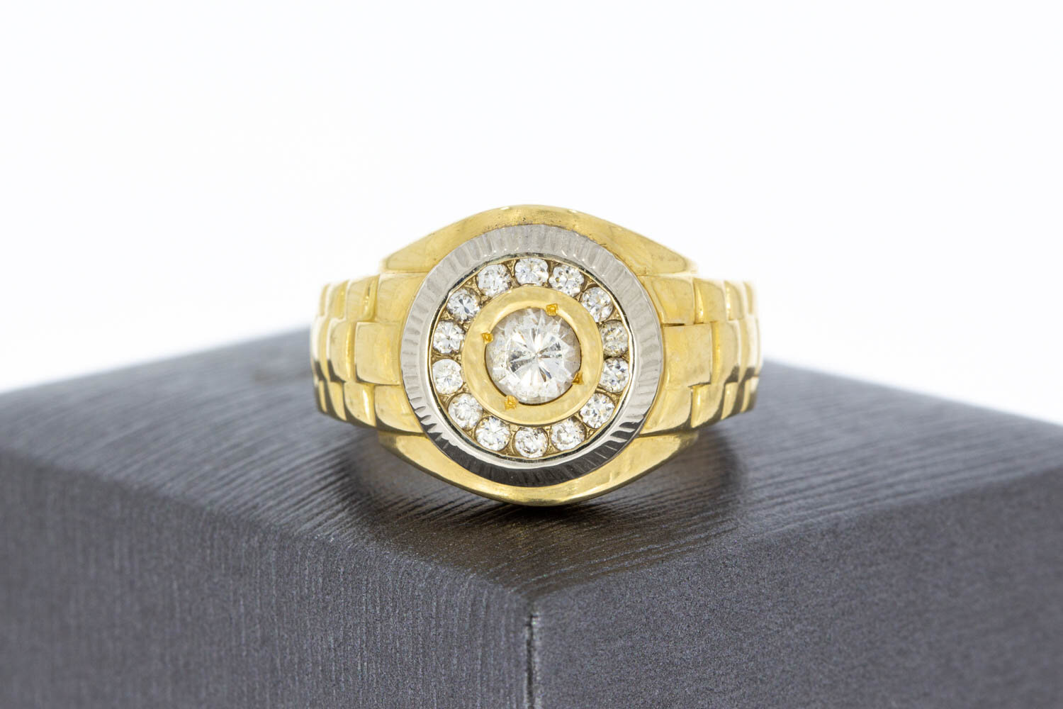585 Gold Statement-Ring mit Zirkonia - Ringgr&ouml;&szlig;e 62, 11,1 g