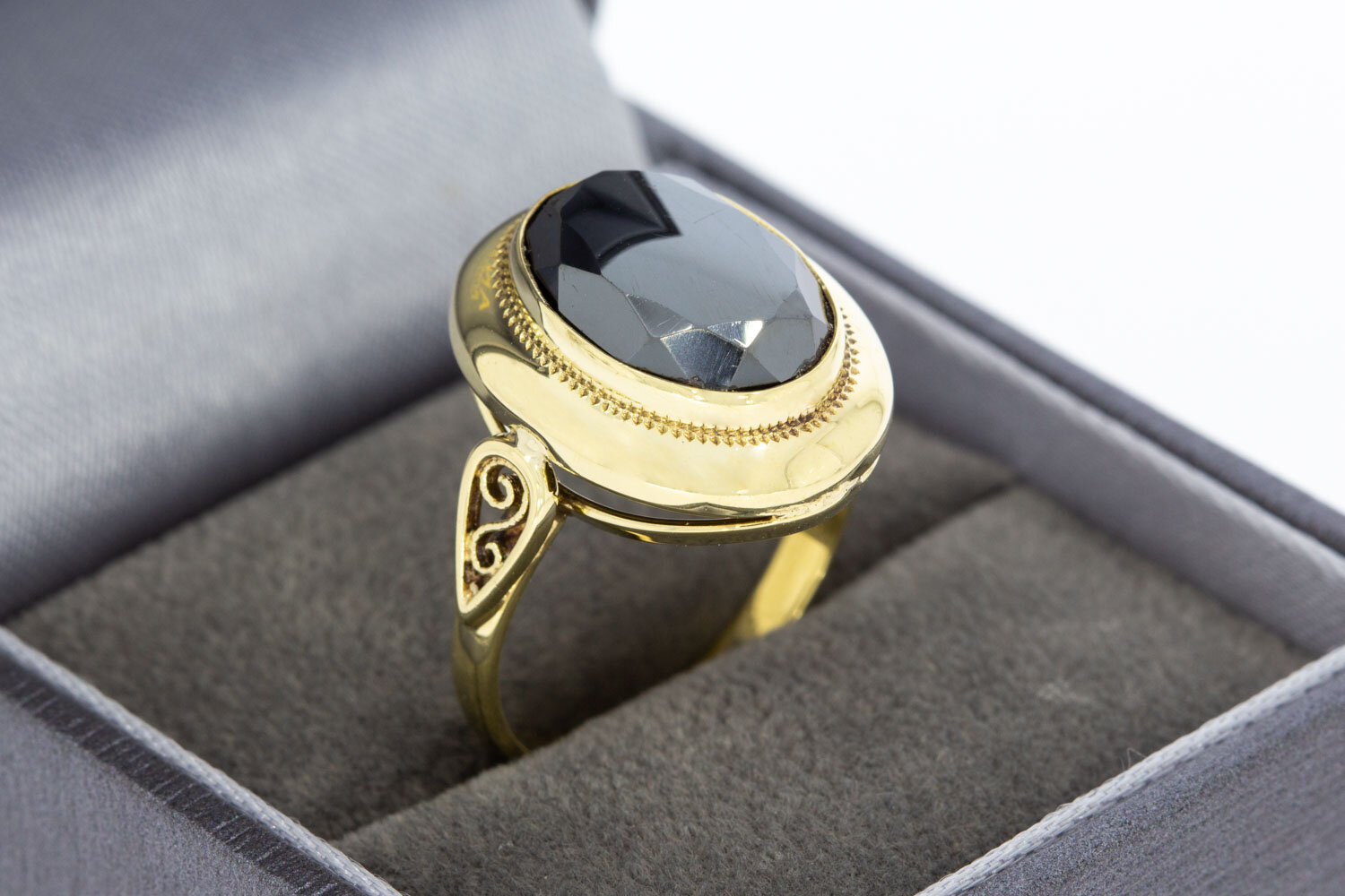Vintage 585 Gold Ring Damen mit H&auml;matit - Ringgr&ouml;&szlig;e 56