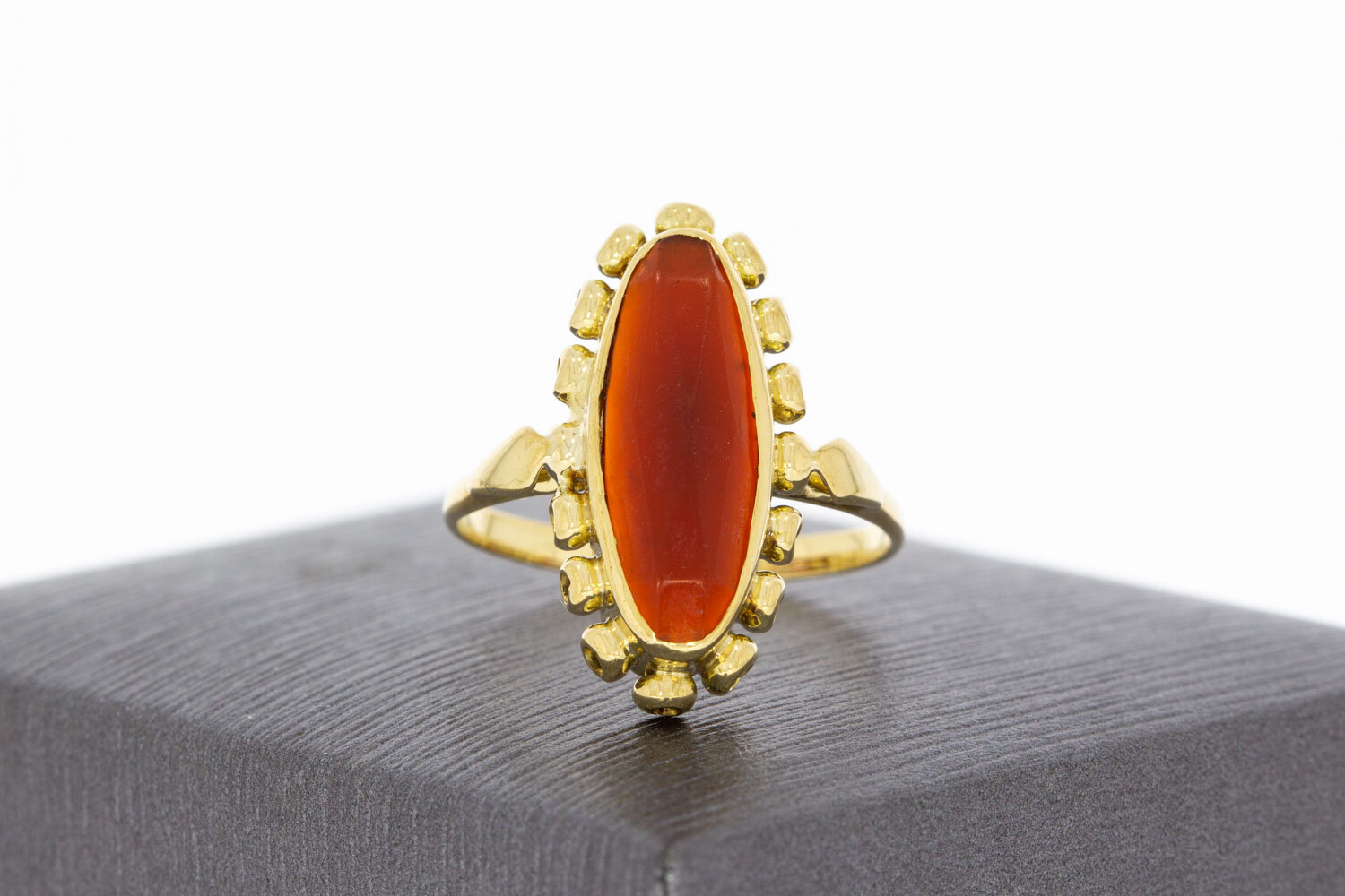 Vintage 585 Gold Ring Damen mit Karneol - Ringgr&ouml;&szlig;e 53