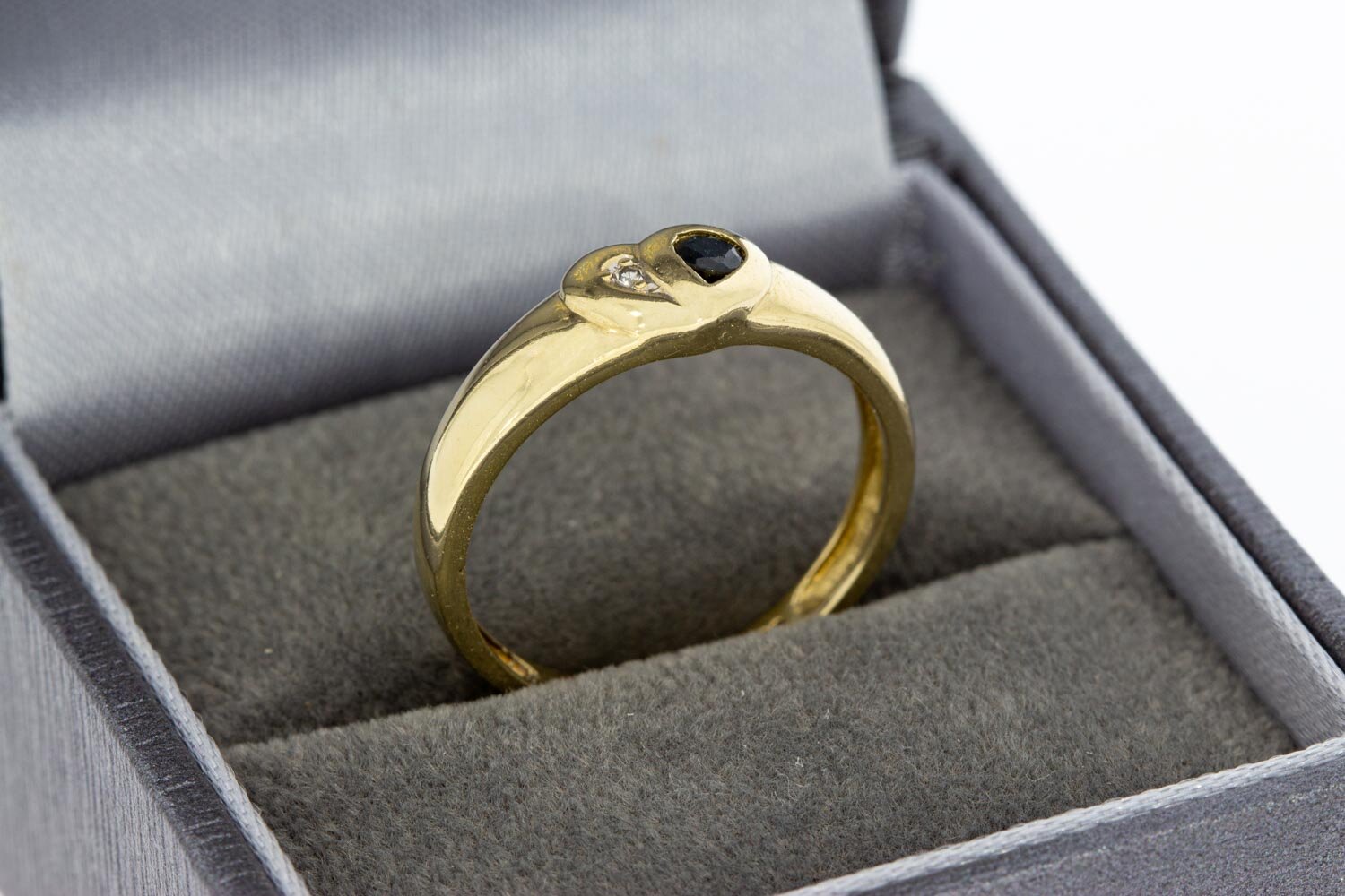 585 Gold Herzring Damen mit Saphir - Ringgr&ouml;&szlig;e 55