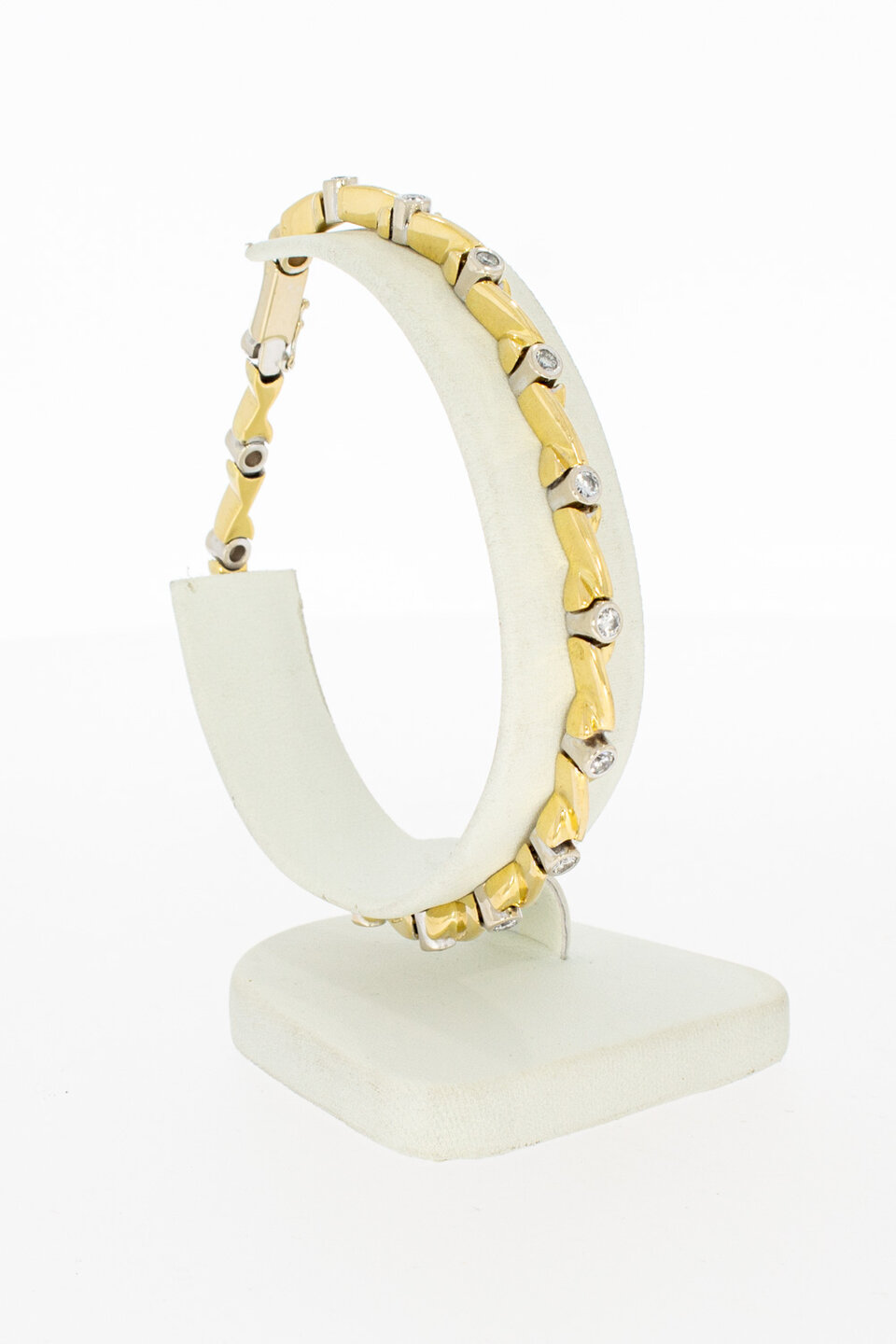 18 Karat Bicolor-Gold Armband Damen mit Diamant - 19,7 cm
