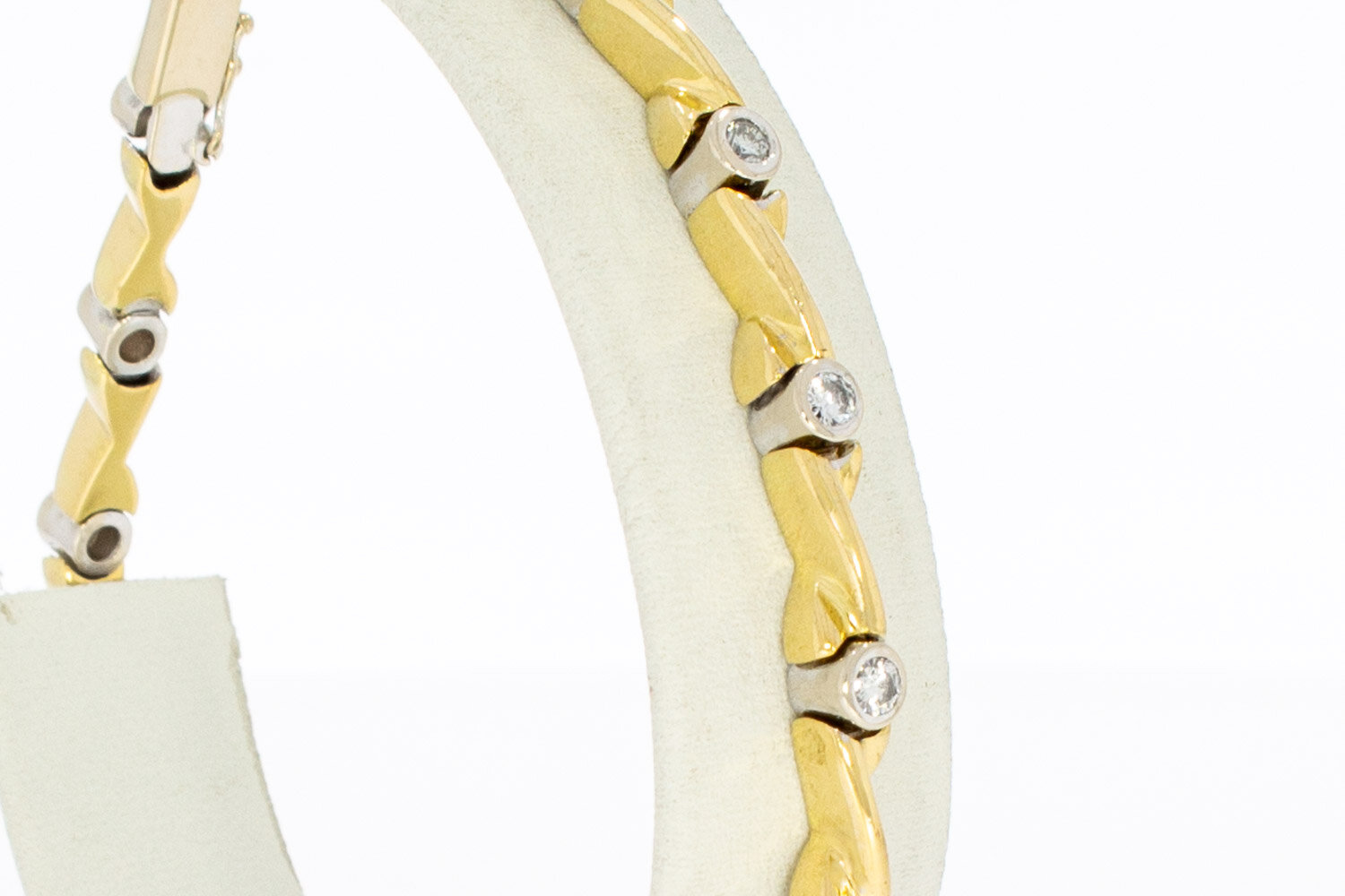18 Karat Bicolor-Gold Armband Damen mit Diamant - 19,7 cm