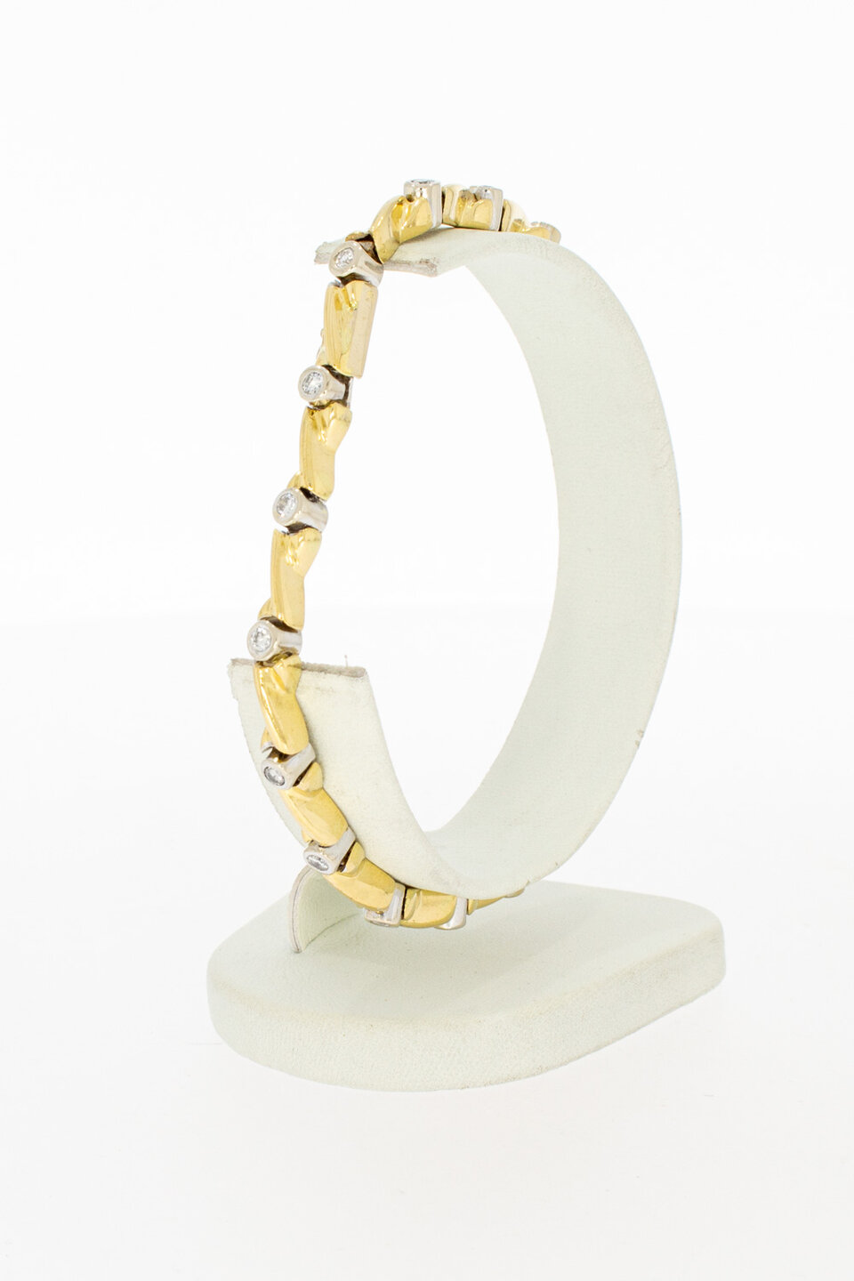 18 Karat Bicolor-Gold Armband Damen mit Diamant - 19,7 cm