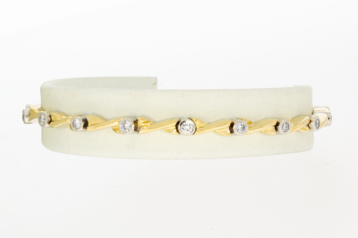 18 Karat Bicolor-Gold Armband Damen mit Diamant - 19,7 cm
