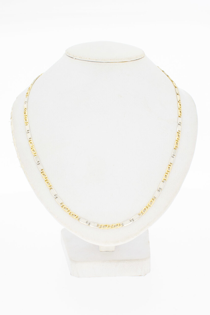 585 Bicolor-Gold Falkenaugenkette - 46 cm