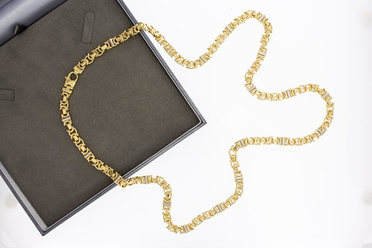 18 Karat Bicolor-Gold K&ouml;nigskette Herren - 75,9 cm