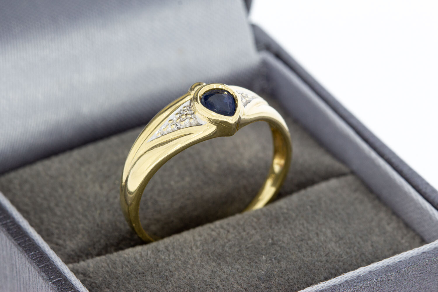 Vintage 585 Gold Ring Damen mit Saphir - Ringgr&ouml;&szlig;e 60