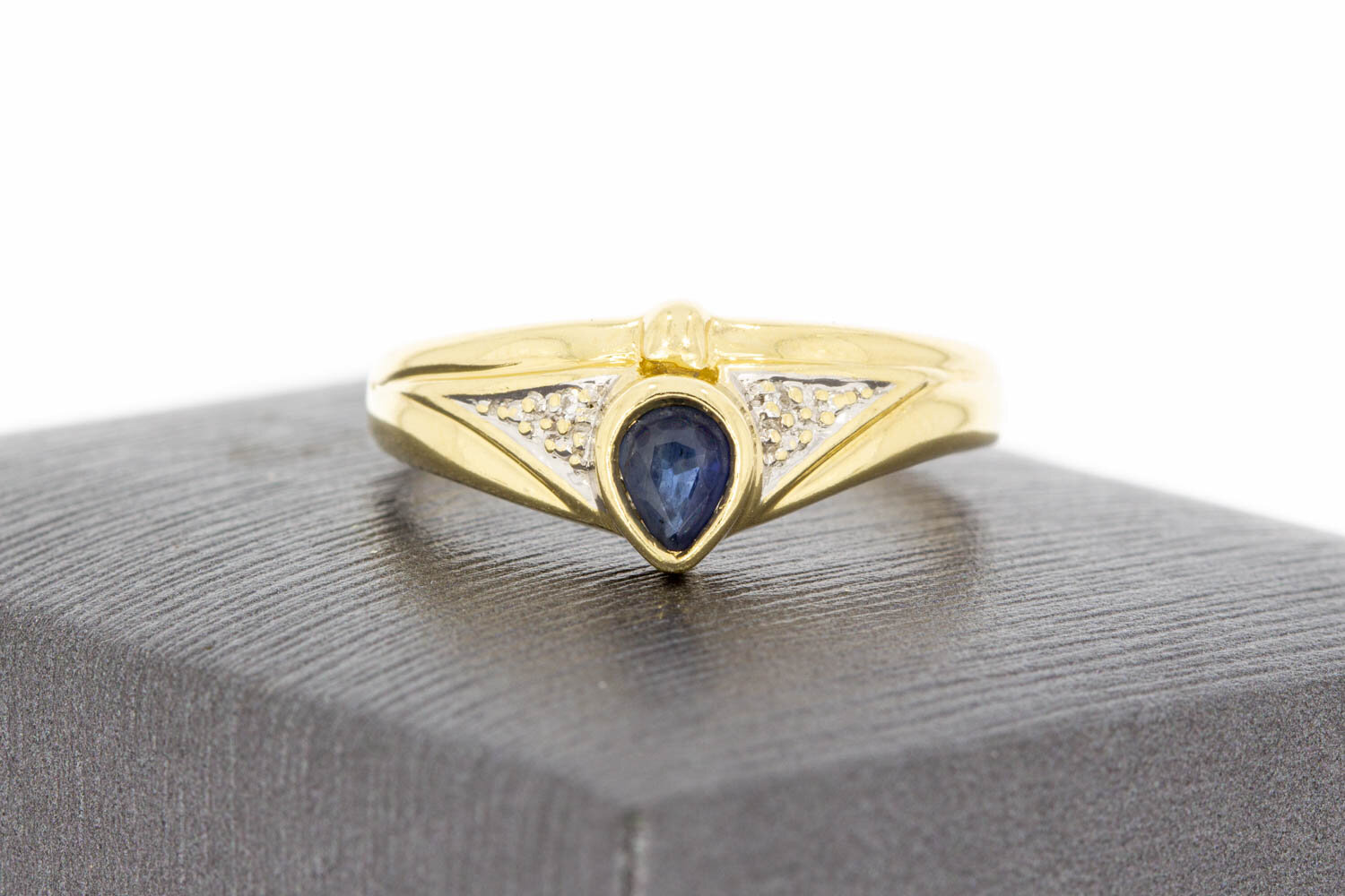 Vintage 585 Gold Ring Damen mit Saphir - Ringgr&ouml;&szlig;e 60