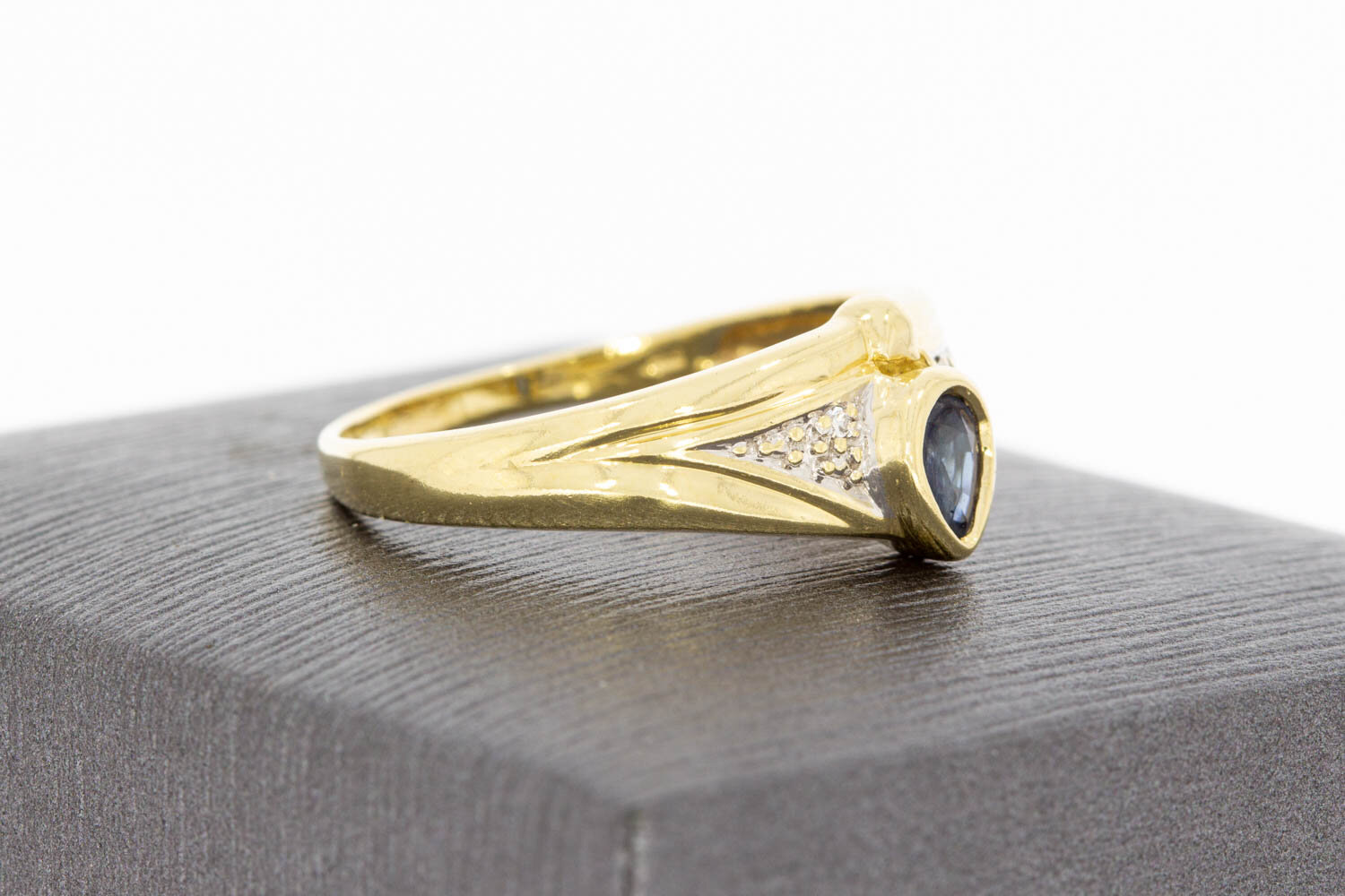 Vintage 585 Gold Ring Damen mit Saphir - Ringgr&ouml;&szlig;e 60