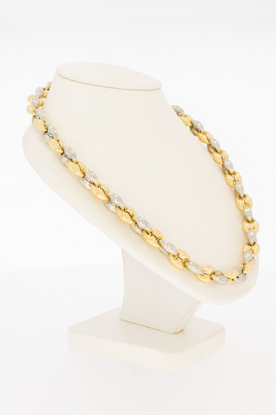 585 Bicolor-Gold Ankerkette Damen mit Koralle - 43 cm