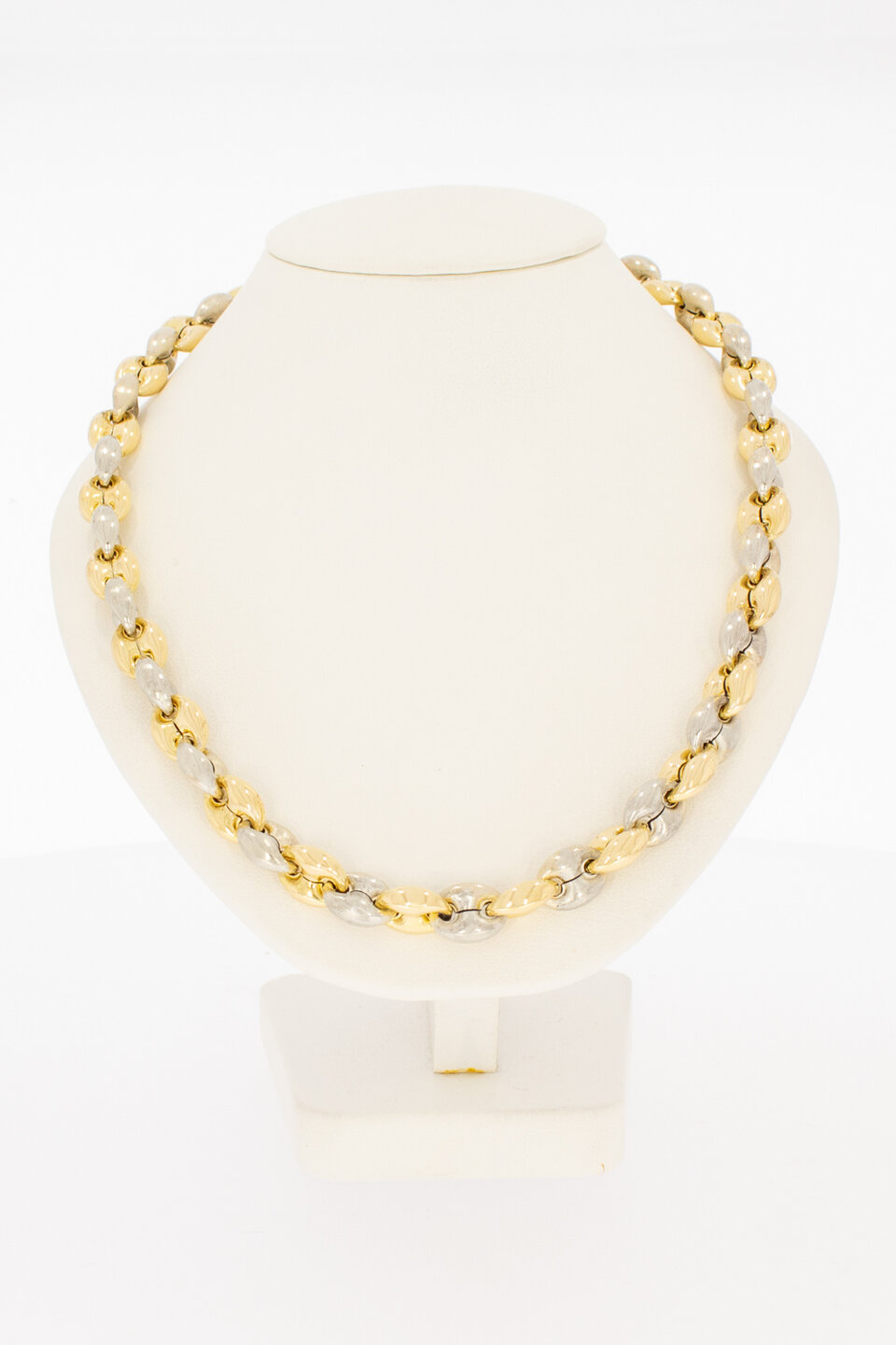 585 Bicolor-Gold Ankerkette Damen mit Koralle - 43 cm