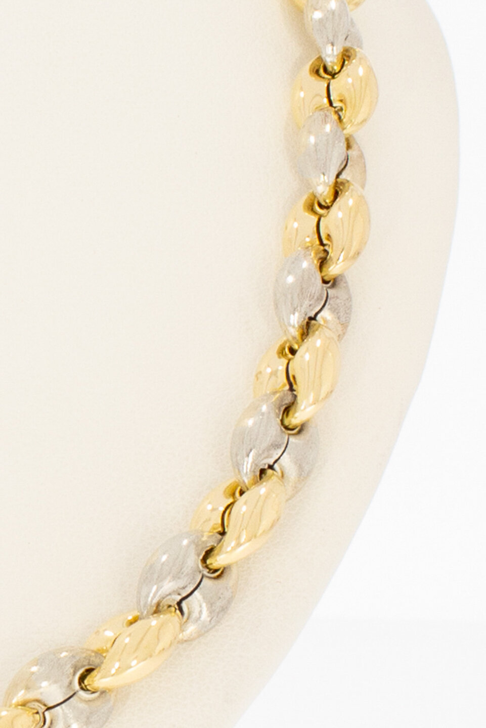 585 Bicolor-Gold Ankerkette Damen mit Koralle - 43 cm