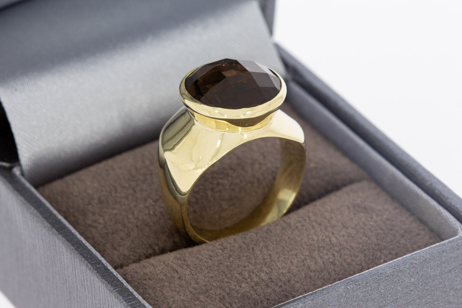 585 Gold Pinky-Ring mit Quarz - Ringgr&ouml;&szlig;e 51