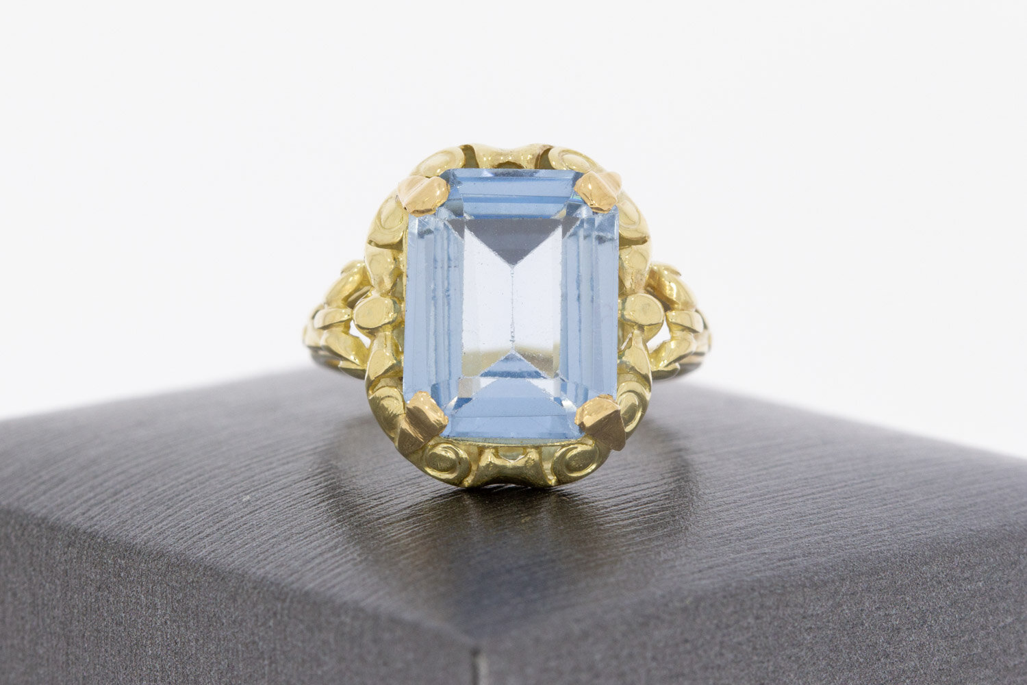 Vintage 585 Gold Ring Damen mit Aquamarin - Ringgr&ouml;&szlig;e 56