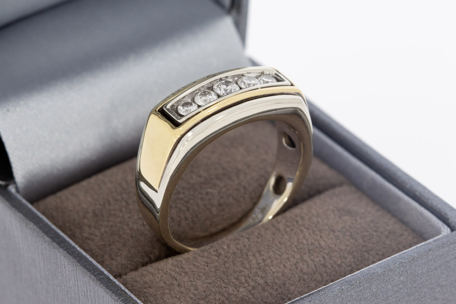 585 Bicolor-Gold Statement-Ring Herren - Ringgr&ouml;&szlig;e 63