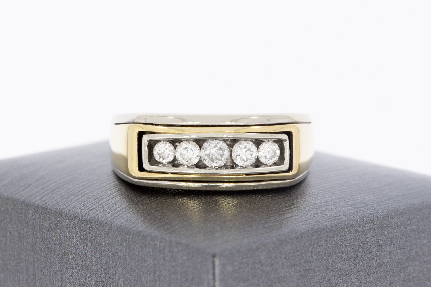585 Bicolor-Gold Statement-Ring Herren - Ringgr&ouml;&szlig;e 63