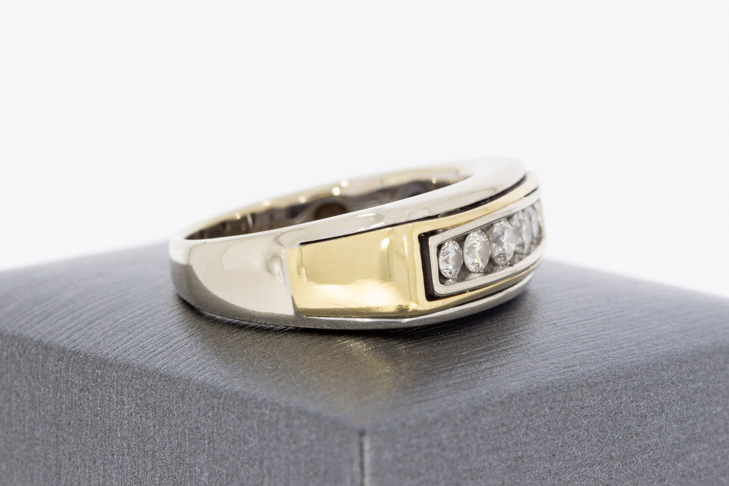 585 Bicolor-Gold Statement-Ring Herren - Ringgr&ouml;&szlig;e 63