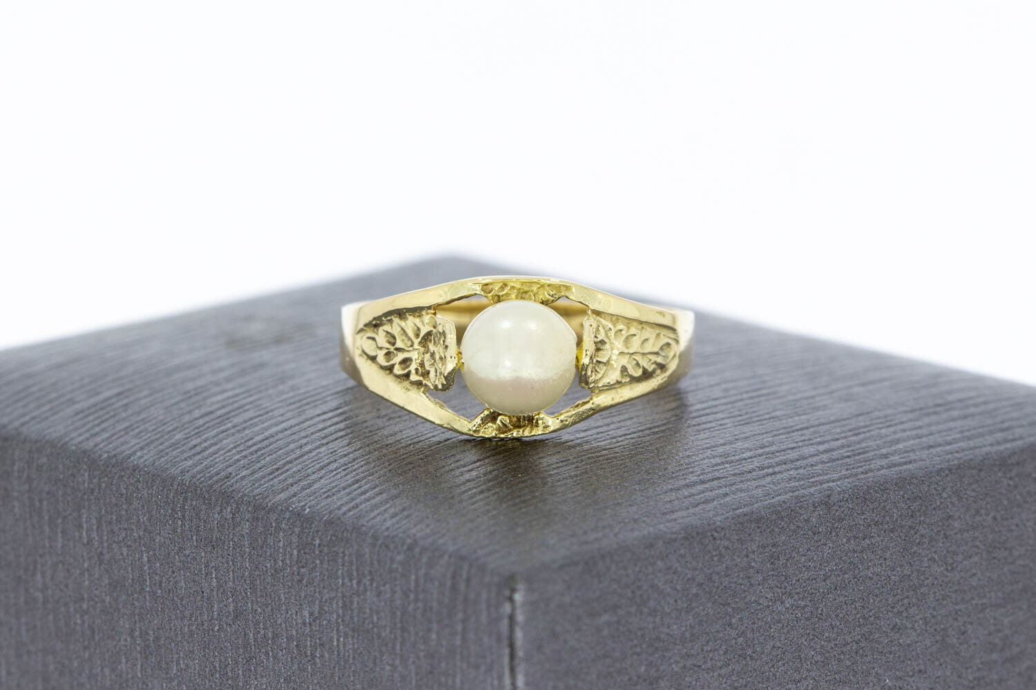 Vintage 585 Gold Solit&auml;rring Damen mit Perle - Ringgr&ouml;&szlig;e 53
