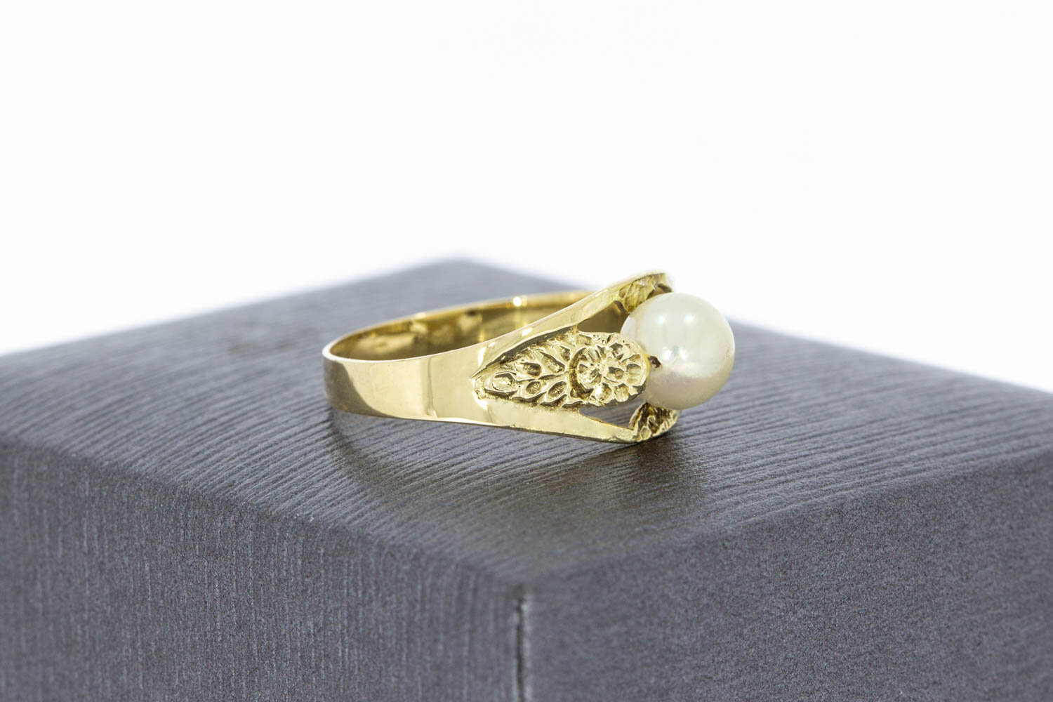 Vintage 585 Gold Solit&auml;rring Damen mit Perle - Ringgr&ouml;&szlig;e 53
