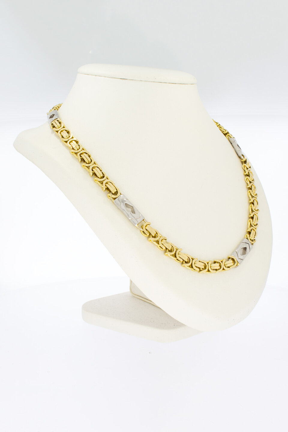 18 Karat Bicolor-Gold K&ouml;nigskette Herren - 73 cm