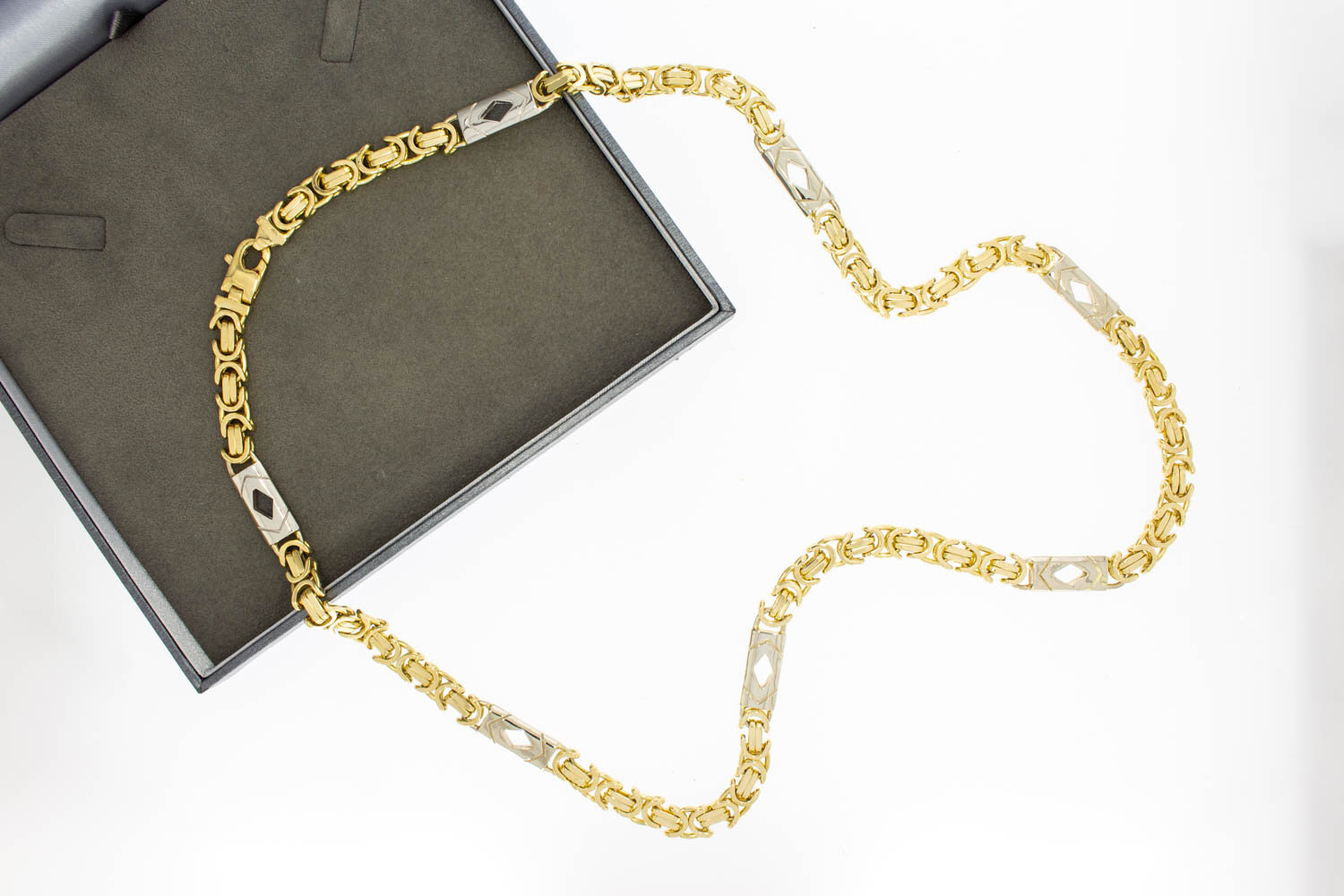 18 Karat Bicolor-Gold K&ouml;nigskette Herren - 73 cm