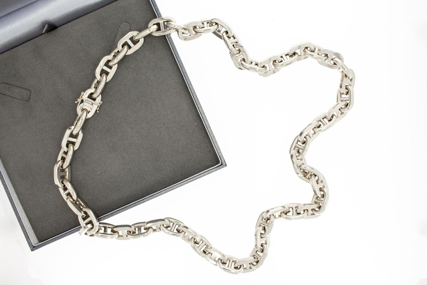 18 Karat Wei&szlig;gold Ankerkette Herren - 75 cm