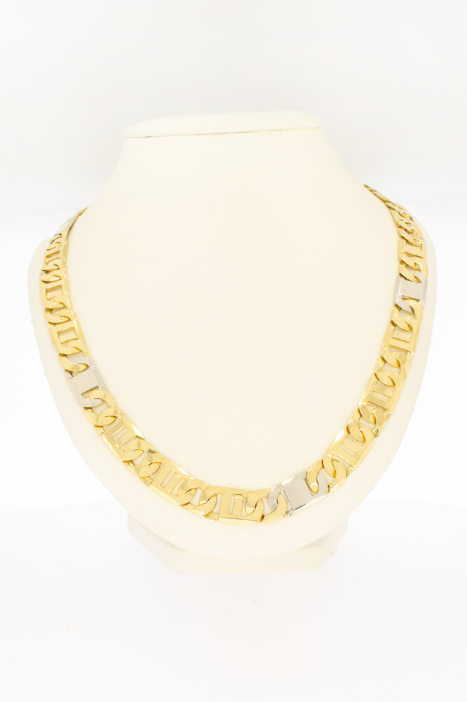 18 Karat Bicolor-Gold K&ouml;nigskette Herren - 70 cm