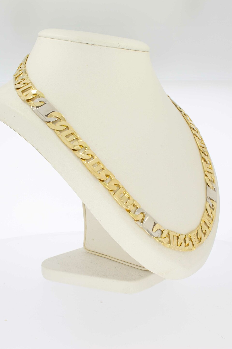 18 Karat Bicolor-Gold K&ouml;nigskette Herren - 62,5 cm