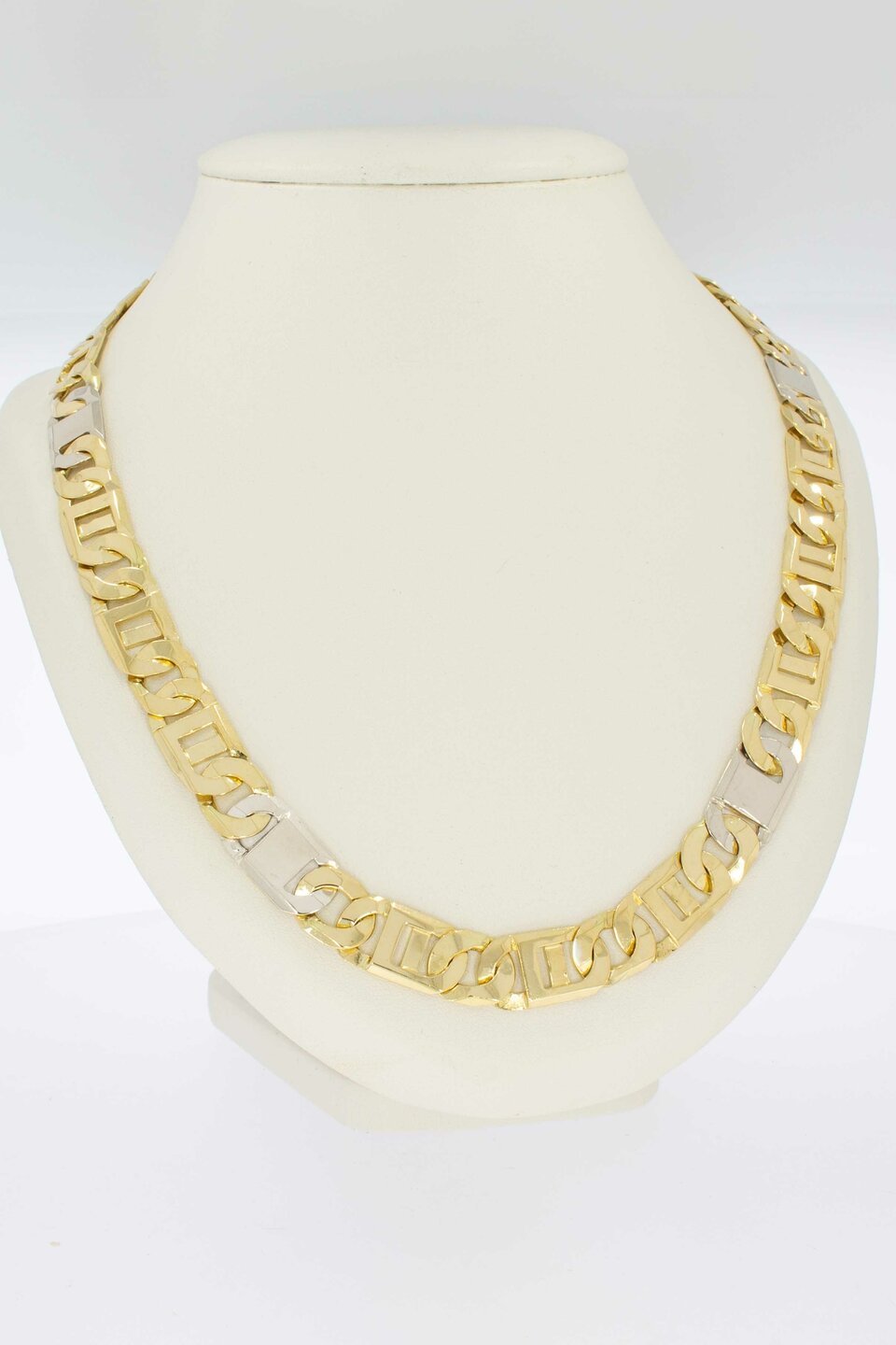 18 Karat Bicolor-Gold K&ouml;nigskette Herren - 62,5 cm