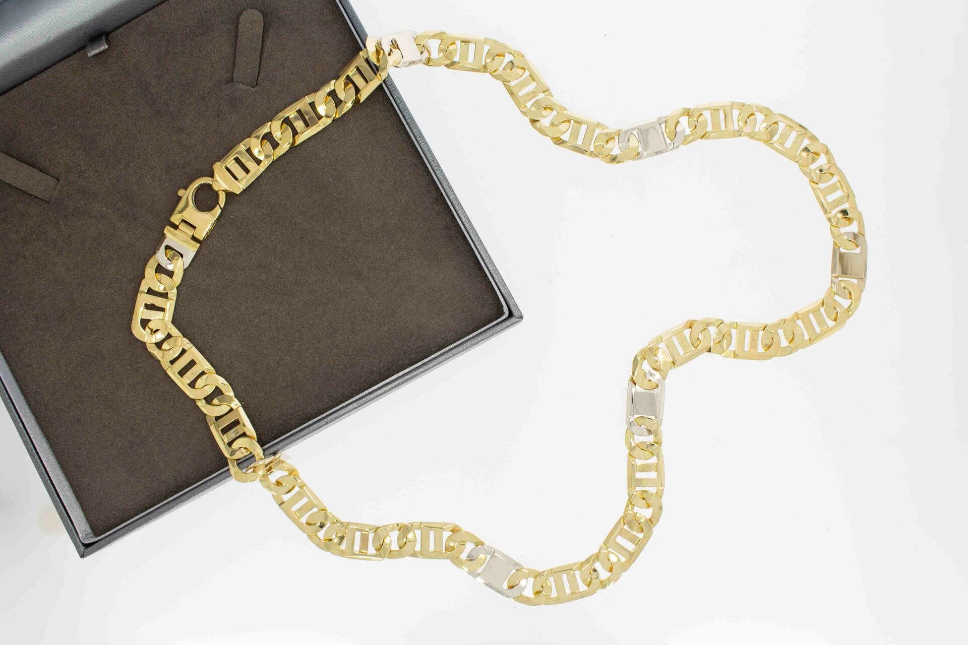 18 Karat Bicolor-Gold K&ouml;nigskette Herren - 62,5 cm