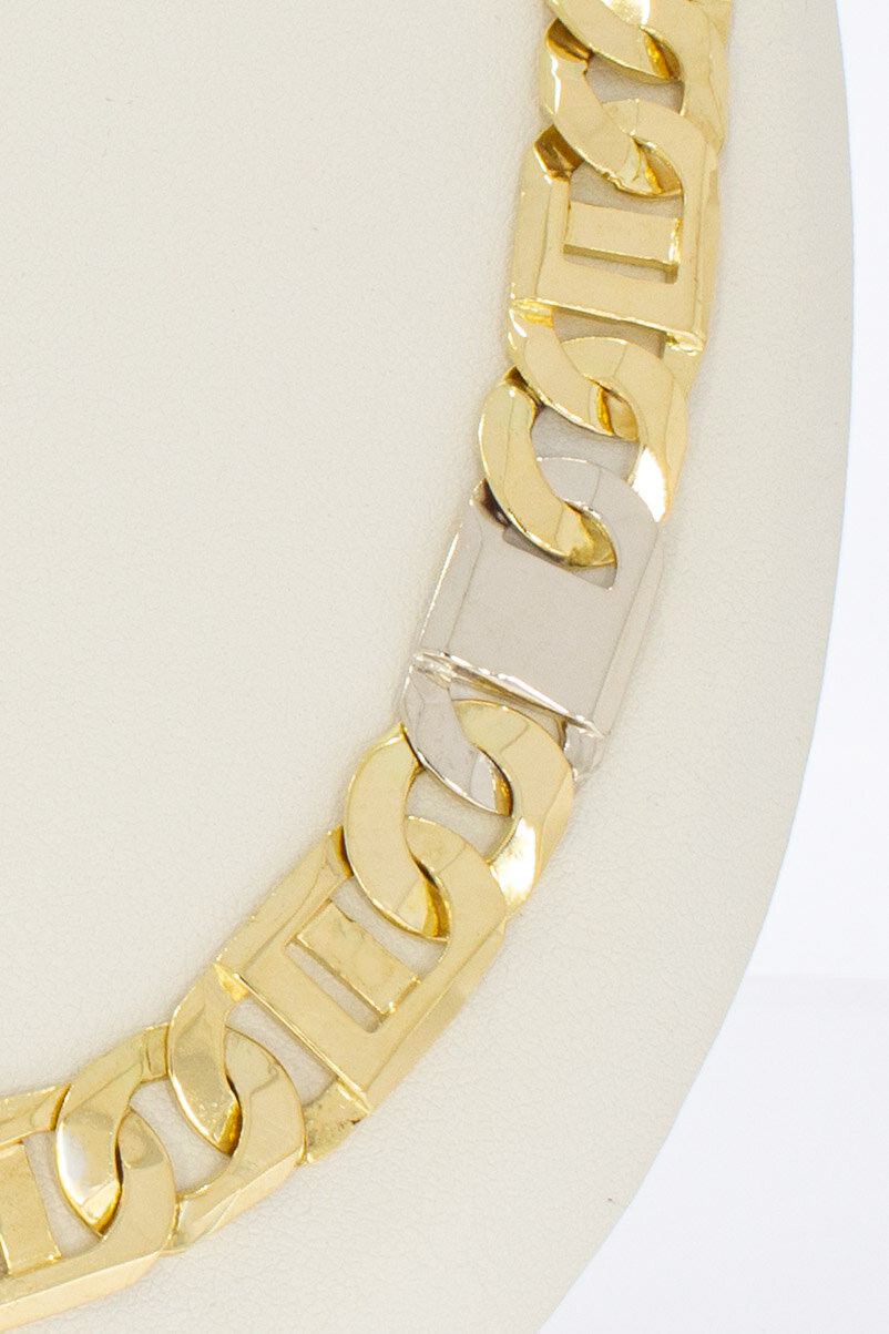 18 Karat Bicolor-Gold K&ouml;nigskette Herren - 62,5 cm