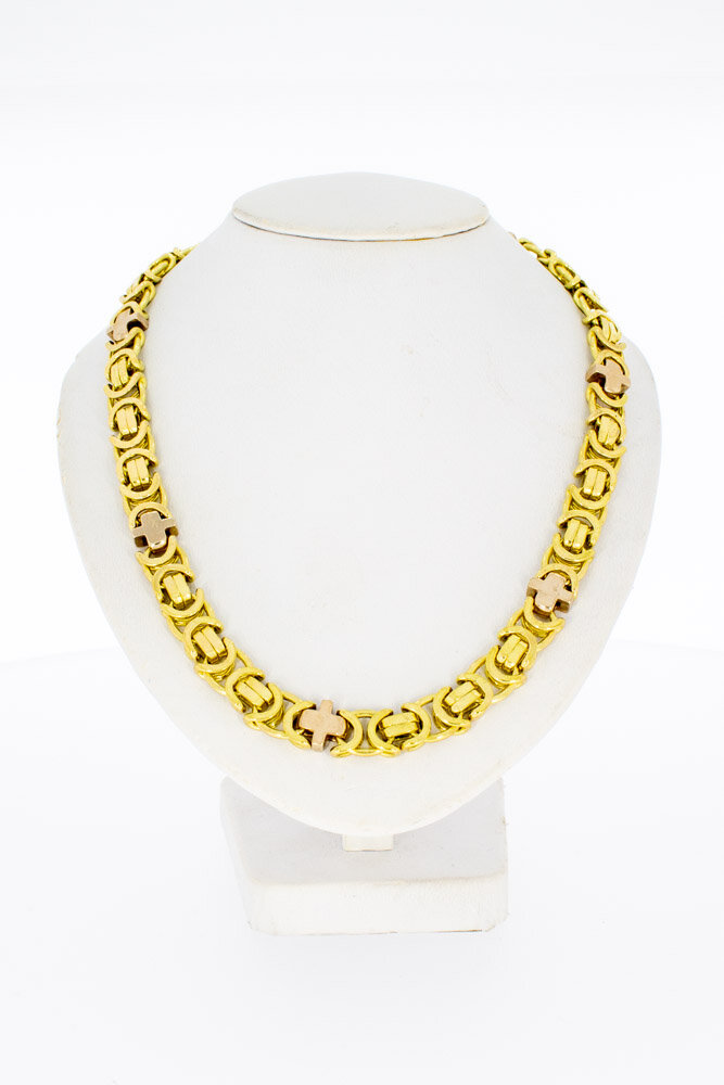 18 Karat Bicolor-Gold K&ouml;nigskette Herren - 67 cm