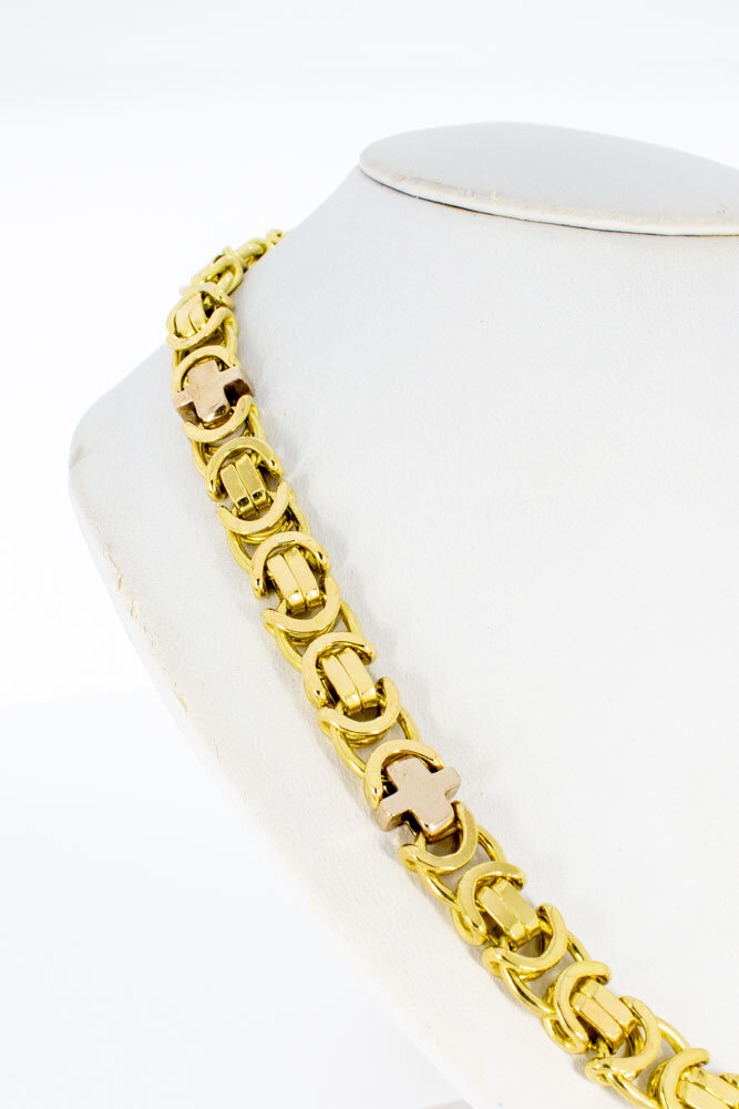 18 Karat Bicolor-Gold K&ouml;nigskette Herren - 67 cm