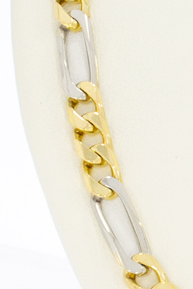 18 Karat Bicolor-Gold Figarokette Herren - 81 cm